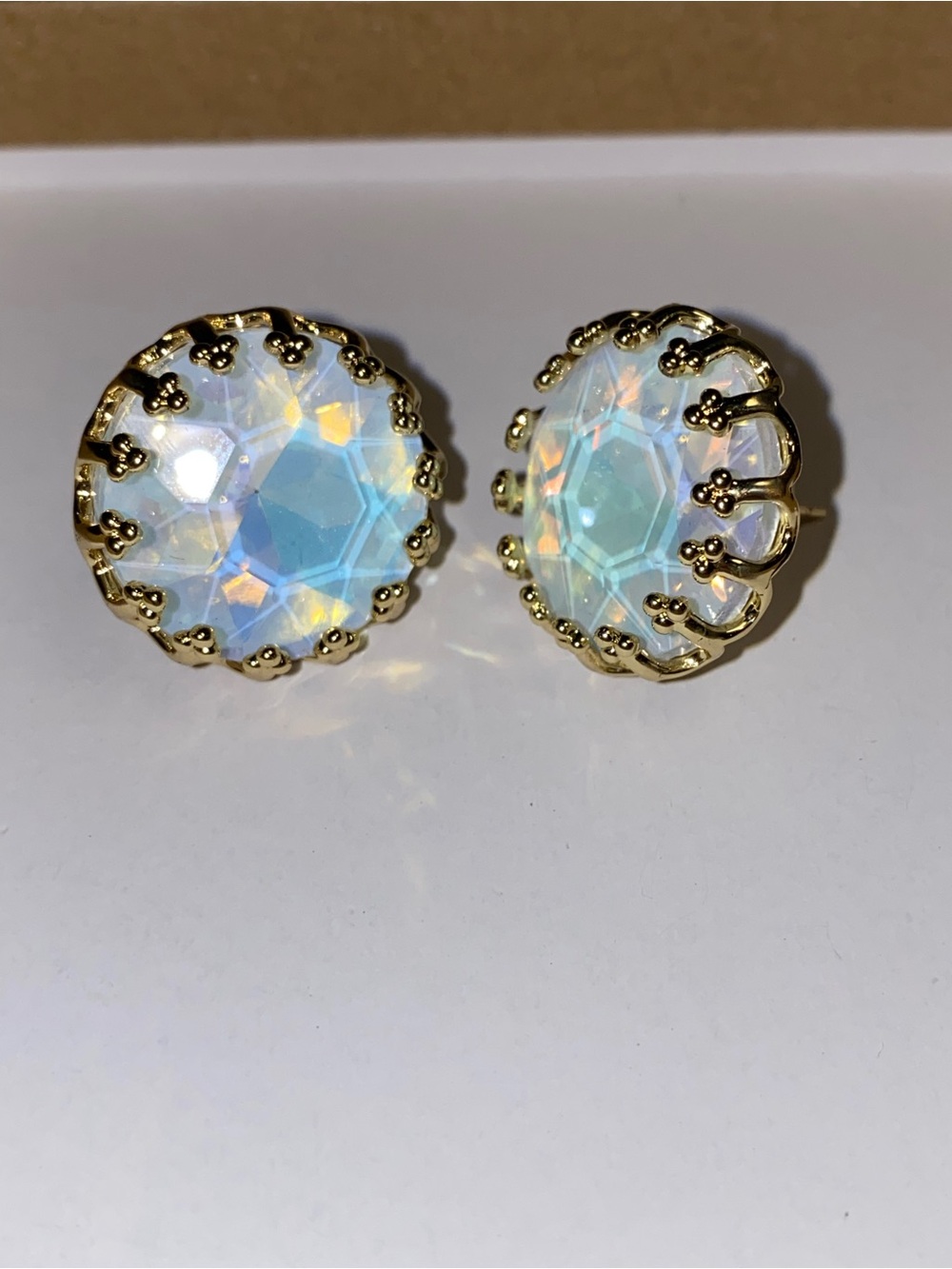 Feed Me Gems Opalescent Gemini Stud Earrings - White Opal Glow